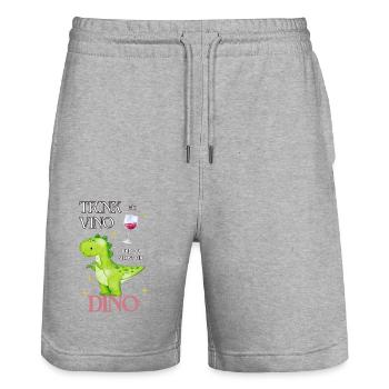 Dino Vino Dinosaur Wine Saying - Stanley/Stella Trainer Unisex Organic Jogging Shorts - heather grey - Front - Nik (191cm) & Marisol (170cm)
