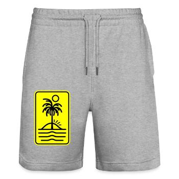 Vacances à Palm Island - Short de jogging bio TRAINER Stanley/Stella unisexe - gris chiné - Devant - Nik (191cm) & Marisol (170cm)