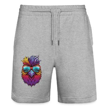 Hahn Kopf Porträt Cool - Stanley/Stella Unisex Bio Joggingshorts Trainer  - Grau meliert - Vorne - Nik (191cm) & Marisol (170cm)