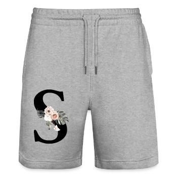 Tropischer Blumenbuchstabe S - Stanley/Stella Unisex Bio Joggingshorts Trainer  - Grau meliert - Vorne - Nik (191cm) & Marisol (170cm)