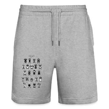 skatebots-studiohaka - Stanley/Stella Unisex Bio Joggingshorts Trainer  - Grau meliert - Vorne - Nik (191cm) & Marisol (170cm)