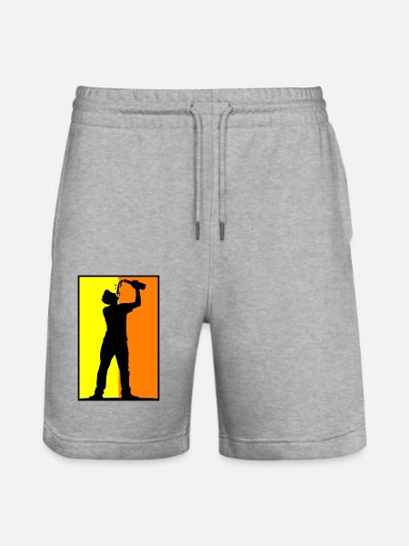 Drinker Beer - Stanley/Stella Trainer Unisex Organic Jogging Shorts - heather grey