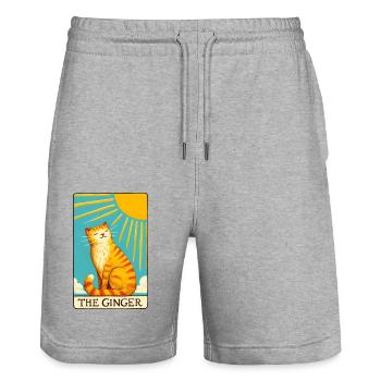 Tarot The Ginger Cat - Stanley/Stella Trainer Unisex Organic Jogging Shorts - heather grey - Front - Nik (191cm) & Marisol (170cm)