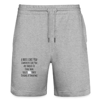 Marche des employés pour les femmes, marche des employés - Short de jogging bio TRAINER Stanley/Stella unisexe - gris chiné - Devant - Nik (191cm) & Marisol (170cm)