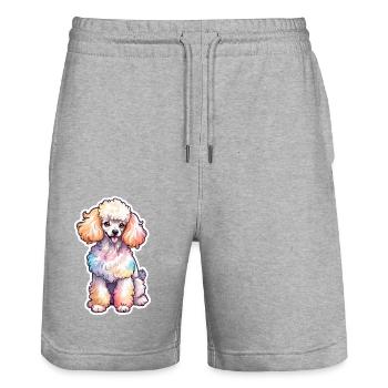 Pudel Wasserfarben - Stanley/Stella Unisex Bio Joggingshorts Trainer  - Grau meliert - Vorne - Nik (191cm) & Marisol (170cm)
