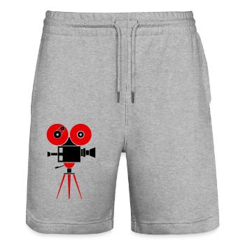 camera - Stanley/Stella Trainer Unisex Organic Jogging Shorts - heather grey - Front - Nik (191cm) & Marisol (170cm)