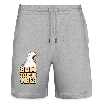 Seagull Crazy Summer Vibes - Stanley/Stella Trainer Unisex Organic Jogging Shorts - heather grey - Front - Nik (191cm) & Marisol (170cm)