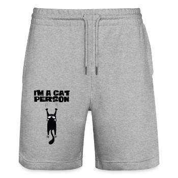 I'm a cat person - Stanley/Stella Trainer Unisex Organic Jogging Shorts - heather grey - Front - Nik (191cm) & Marisol (170cm)