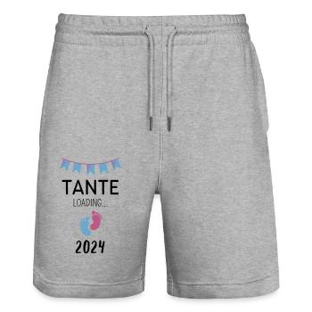 Tante Loading... 2024 - Stanley/Stella Unisex Bio Joggingshorts Trainer  - Grau meliert - Vorne - Nik (191cm) & Marisol (170cm)
