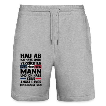 Franzosen Französisch Frankreich - Stanley/Stella Unisex Bio Joggingshorts Trainer  - Grau meliert - Vorne - Nik (191cm) & Marisol (170cm)