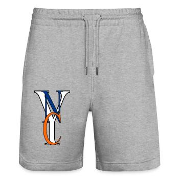 NYC Logo - Stanley/Stella Unisex Bio Joggingshorts Trainer  - Grau meliert - Vorne - Nik (191cm) & Marisol (170cm)