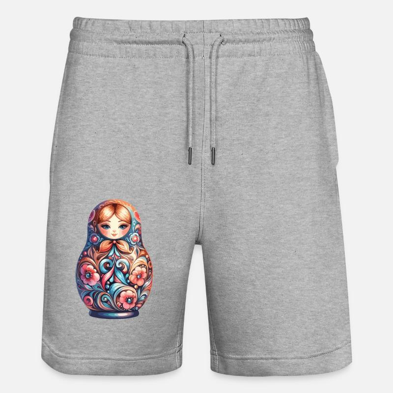 Matriochka classique original cadeau - Short de jogging bio TRAINER Stanley/Stella unisexe - gris chiné