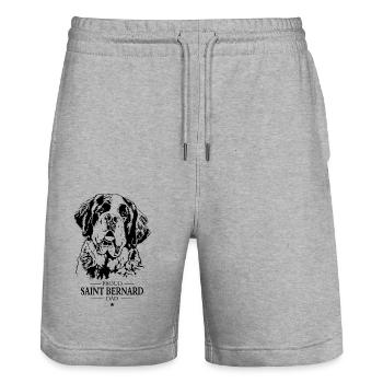 Saint Bernard Dad Dogs Dog Saint Bernard Wilsigns - Stanley/Stella Trainer Unisex Organic Jogging Shorts - heather grey - Front - Nik (191cm) & Marisol (170cm)