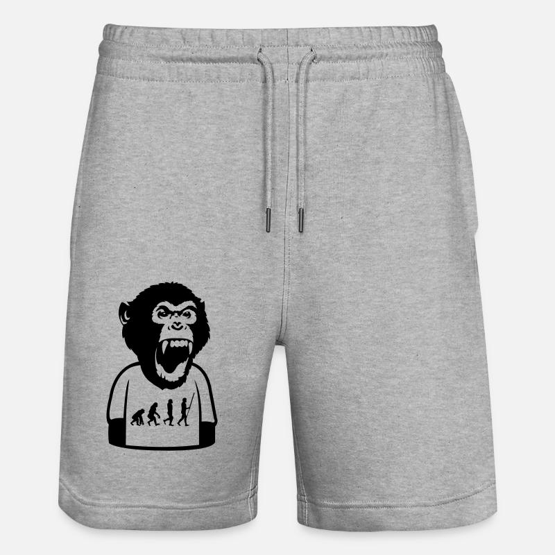Affe Evolution - Stanley/Stella Unisex Bio Joggingshorts Trainer  - Grau meliert