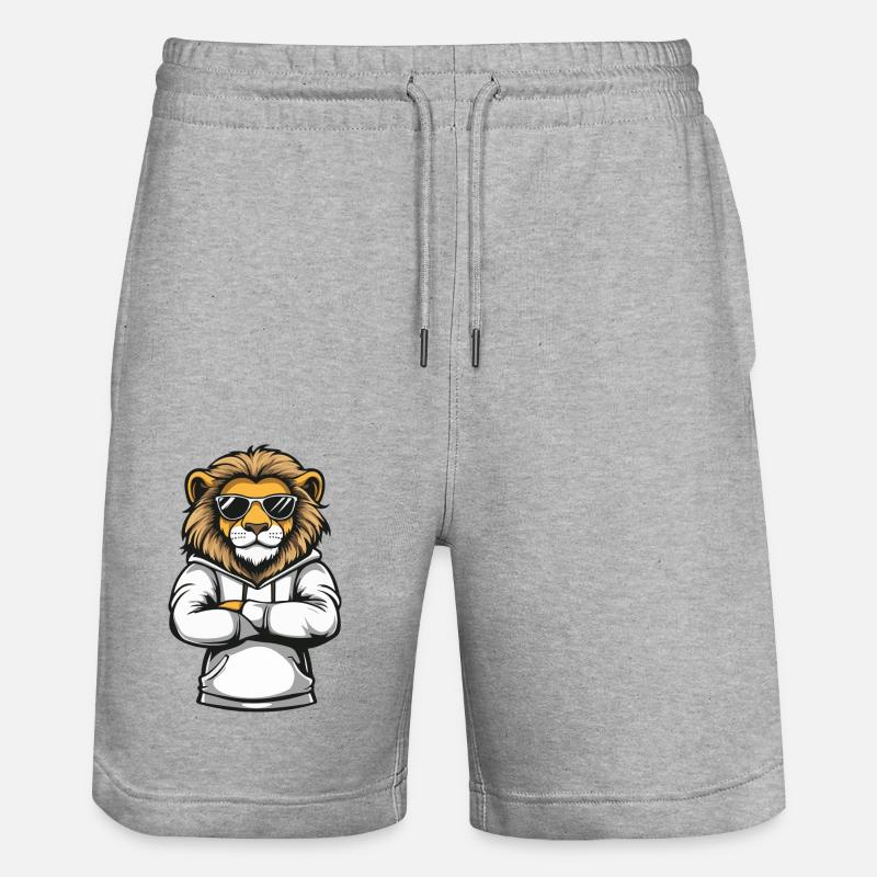 Lion Comic - Stanley/Stella Trainer Unisex Organic Jogging Shorts - heather grey