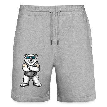 Eisbär Comic - Stanley/Stella Unisex Bio Joggingshorts Trainer  - Grau meliert - Vorne - Nik (191cm) & Marisol (170cm)