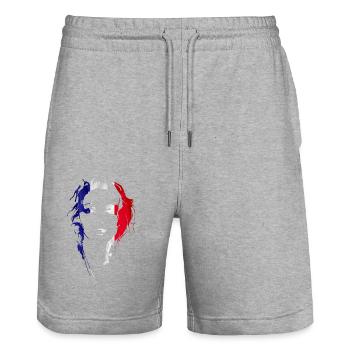 Frank-faced - Stanley/Stella Trainer Unisex Organic Jogging Shorts - heather grey - Front - Nik (191cm) & Marisol (170cm)
