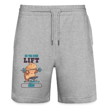 Hebst du überhaupt Bruh - Stanley/Stella Unisex Bio Joggingshorts Trainer  - Grau meliert - Vorne - Nik (191cm) & Marisol (170cm)