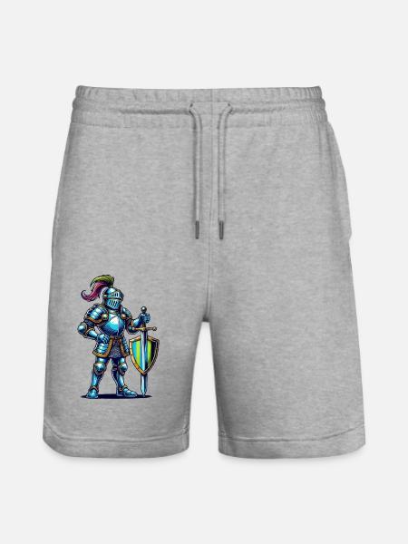 Knight Comic - Stanley/Stella Trainer Unisex Organic Jogging Shorts - heather grey
