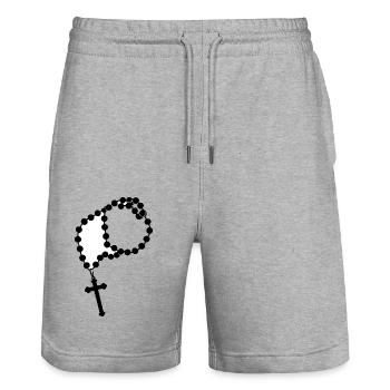 Rosary - Silhouette Reilgion Design - Stanley/Stella Unisex Bio Joggingshorts Trainer  - Grau meliert - Vorne - Nik (191cm) & Marisol (170cm)