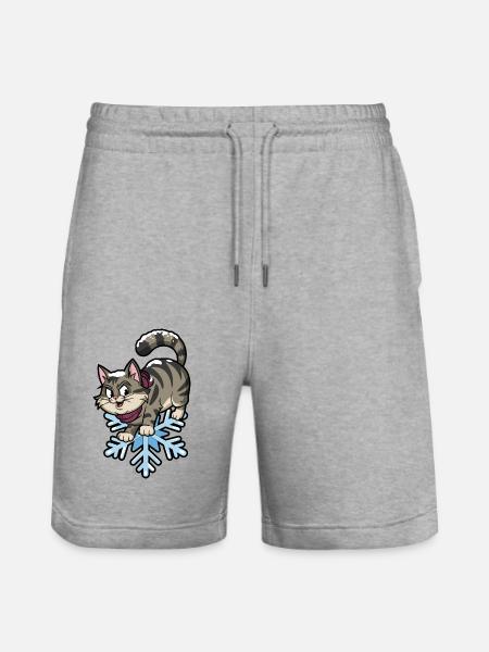 Winter Siberian Snow Cat - Stanley/Stella Trainer Unisex Organic Jogging Shorts - heather grey