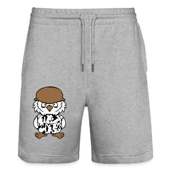 Owl Soldier Military War Helmet Fighter Army Cool - Stanley/Stella Trainer Unisex Organic Jogging Shorts - heather grey - Front - Nik (191cm) & Marisol (170cm)