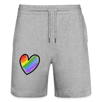 Regenbogenfahne LGBTQ Herz - Stanley/Stella Unisex Bio Joggingshorts Trainer  - Grau meliert - Vorne - Nik (191cm) & Marisol (170cm)