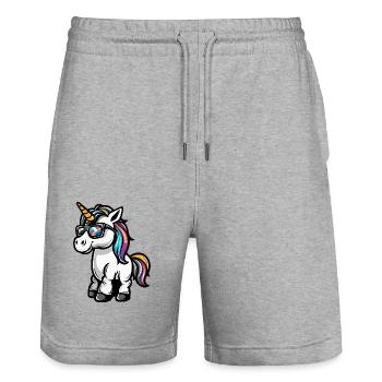 Licorne Bande dessinée cool - Short de jogging bio TRAINER Stanley/Stella unisexe - gris chiné - Devant - Nik (191cm) & Marisol (170cm)