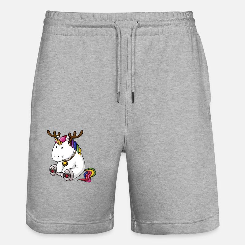 Weihnachts Einhorn - Stanley/Stella Unisex Bio Joggingshorts Trainer  - Grau meliert