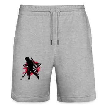 Hockey Girl - Stanley/Stella Unisex Bio Joggingshorts Trainer  - Grau meliert - Vorne - Nik (191cm) & Marisol (170cm)