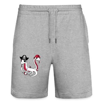 crew friends team party sailor snake pirate - Stanley/Stella Trainer Unisex Organic Jogging Shorts - heather grey - Front - Nik (191cm) & Marisol (170cm)