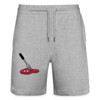 Barbecue Fork And Steak - Short de jogging bio TRAINER Stanley/Stella unisexe - gris chiné - Devant - Nik (191cm) & Marisol (170cm)