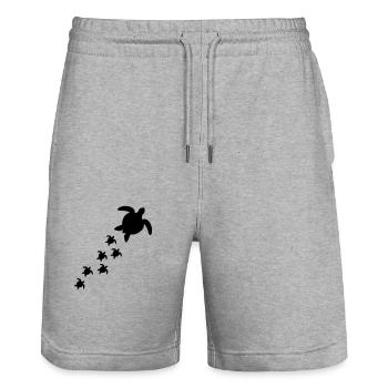 family pattern mum dad children babies boy suess - Stanley/Stella Trainer Unisex Organic Jogging Shorts - heather grey - Front - Nik (191cm) & Marisol (170cm)
