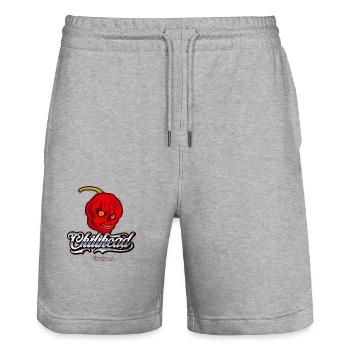 Chili Design für echte Chiliheads - Stanley/Stella Unisex Bio Joggingshorts Trainer  - Grau meliert - Vorne - Nik (191cm) & Marisol (170cm)