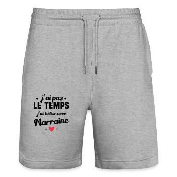 J'ai pas le temps, j'ai bêtise avec marraine ! - Short de jogging bio TRAINER Stanley/Stella unisexe - gris chiné - Devant - Nik (191cm) & Marisol (170cm)