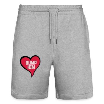 dump him Zitat Logo - Stanley/Stella Unisex Bio Joggingshorts Trainer  - Grau meliert - Vorne - Nik (191cm) & Marisol (170cm)