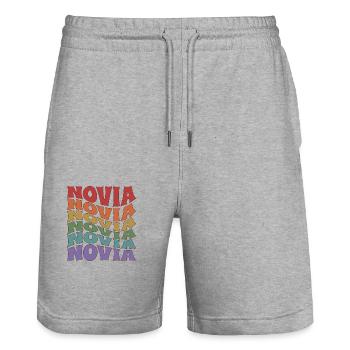 Novia Girlfriend Engagement Bridal Shower Wedding - Stanley/Stella Trainer Unisex Organic Jogging Shorts - heather grey - Front - Nik (191cm) & Marisol (170cm)