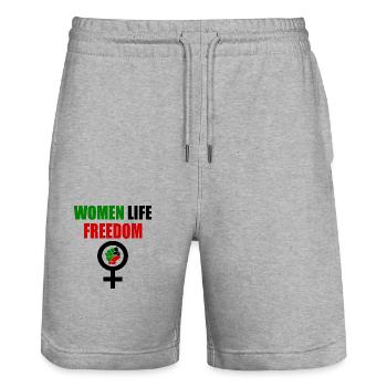 Women life freedom - Stanley/Stella Unisex Bio Joggingshorts Trainer  - Grau meliert - Vorne - Nik (191cm) & Marisol (170cm)