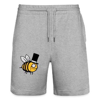 Chapeau haut de forme Sir Bee - Short de jogging bio TRAINER Stanley/Stella unisexe - gris chiné - Devant - Nik (191cm) & Marisol (170cm)