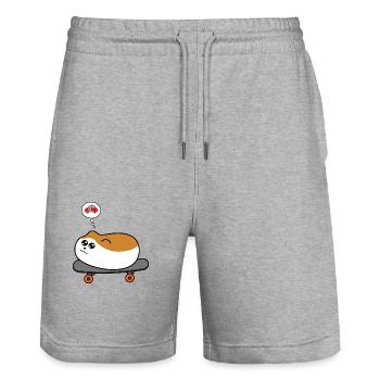 Hamster auf Skateboard - Stanley/Stella Unisex Bio Joggingshorts Trainer  - Grau meliert - Vorne - Nik (191cm) & Marisol (170cm)