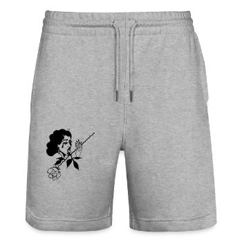 Rose "Licking the pain" - Stanley/Stella Unisex Bio Joggingshorts Trainer  - Grau meliert - Vorne - Nik (191cm) & Marisol (170cm)