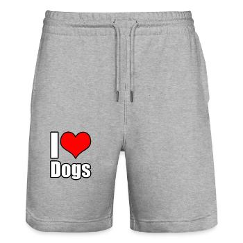 J’aime les chiens - Short de jogging bio TRAINER Stanley/Stella unisexe - gris chiné - Devant - Nik (191cm) & Marisol (170cm)