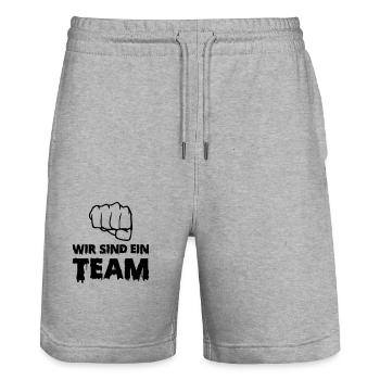 wir sind ein team - Stanley/Stella Unisex Bio Joggingshorts Trainer  - Grau meliert - Vorne - Nik (191cm) & Marisol (170cm)