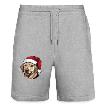 Labrador Hund Kopf Weihnachten Xmas - Stanley/Stella Unisex Bio Joggingshorts Trainer  - Grau meliert - Vorne - Nik (191cm) & Marisol (170cm)