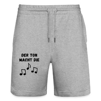 Der Ton macht die Musik - Stanley/Stella Unisex Bio Joggingshorts Trainer  - Grau meliert - Vorne - Nik (191cm) & Marisol (170cm)