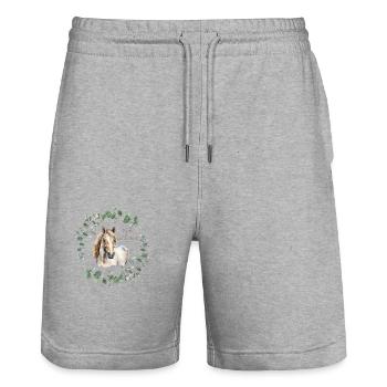 Pferde - Stanley/Stella Unisex Bio Joggingshorts Trainer  - Grau meliert - Vorne - Nik (191cm) & Marisol (170cm)