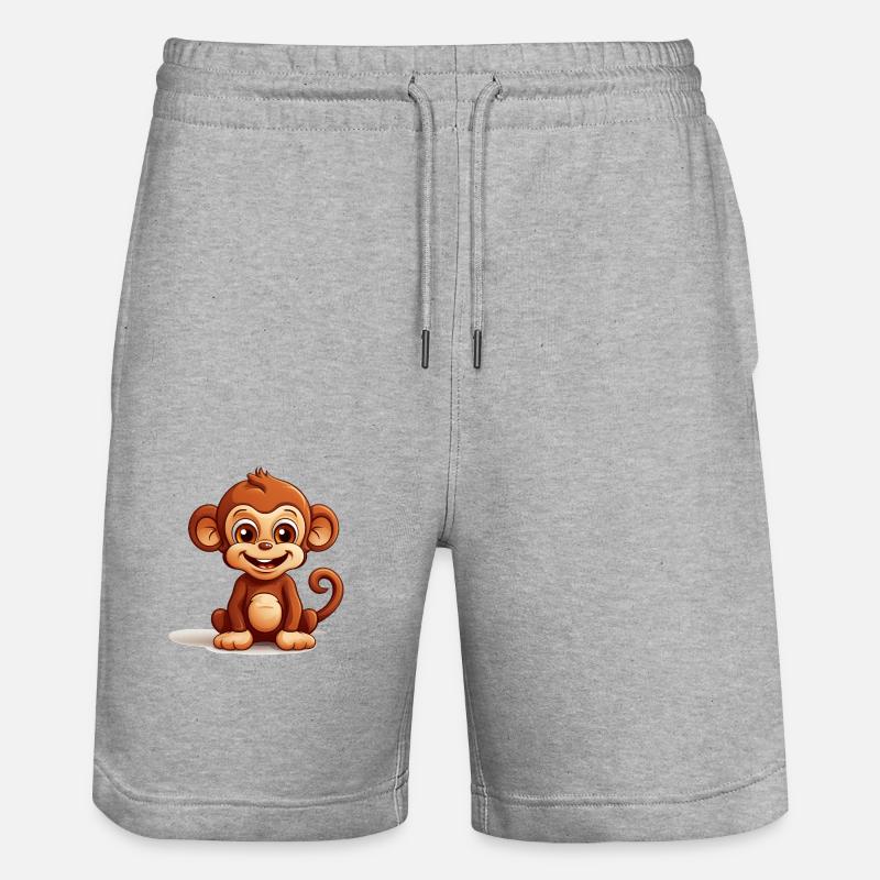 Logo de singe mignon - Short de jogging bio TRAINER Stanley/Stella unisexe - gris chiné