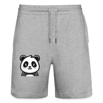 Panda Bear: Cartoon Theme - Stanley/Stella Trainer Unisex Organic Jogging Shorts - heather grey - Front - Nik (191cm) & Marisol (170cm)
