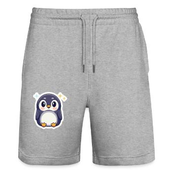 Amoureux des pingouins - Short de jogging bio TRAINER Stanley/Stella unisexe - gris chiné - Devant - Nik (191cm) & Marisol (170cm)