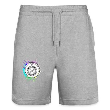Symbole de l’icône de la boussole - Short de jogging bio TRAINER Stanley/Stella unisexe - gris chiné - Devant - Nik (191cm) & Marisol (170cm)